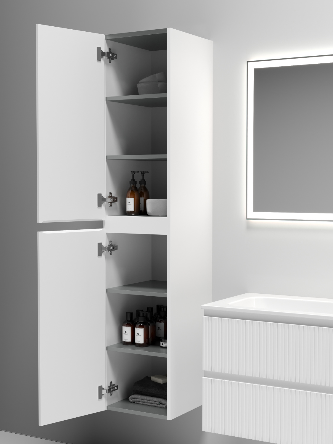 Sancos Snob T Шкаф-пенал подвесной 35x35x165h см, цвет: bianco PSNT35W