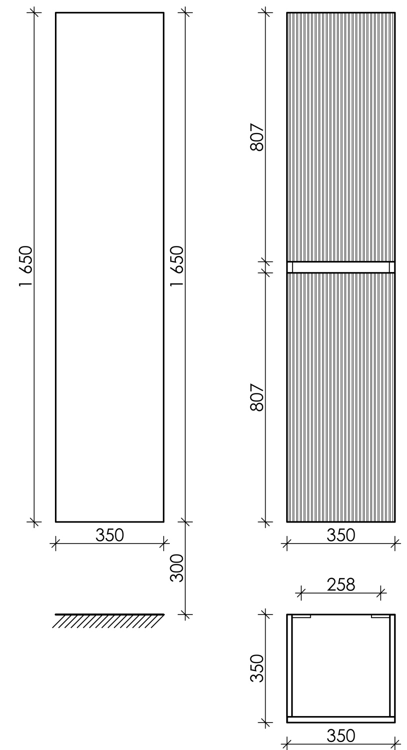 Sancos Snob T Шкаф-пенал подвесной 35x35x165h см, цвет: bianco PSNT35W