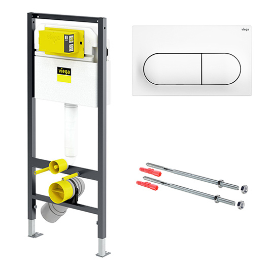 Viega Prevista Dry Инсталляция для подвесного унитаза 49x12x112h см, с панелью смыва, цвет: черный 792831