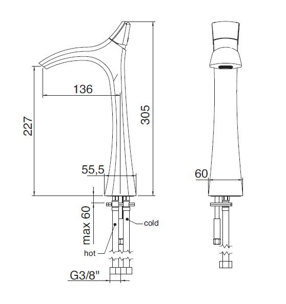 Treemme Hedo Смеситель для раковины высокий, цвет: хром 0918CC