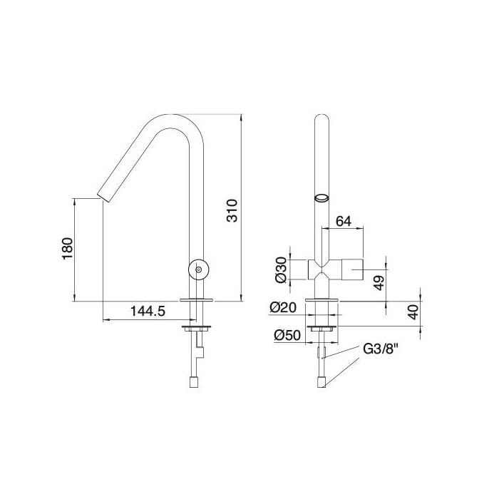 Treemme 22MM Смеситель для кухни, цвет: нержавеющая сталь 1134IS