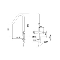 Treemme 22MM Смеситель для кухни, цвет: нержавеющая сталь 1134IS