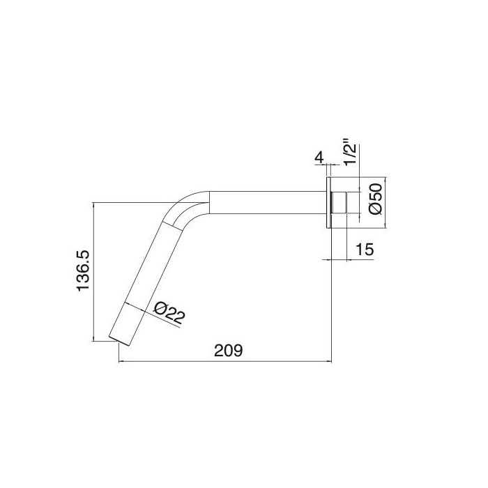 Treemme 22MM Излив настенный для раковины/ванны, цвет: нержавеющая сталь 1161IS