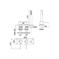 Treemme 40MM Смеситель на борт ванны, на 3 отверстия, без излива, цвет: нержавеющая сталь 1369IS