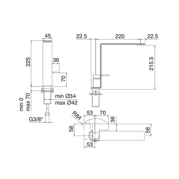 Treemme 5MM Смеситель для кухни, цвет: нержавеющая сталь 2834IS