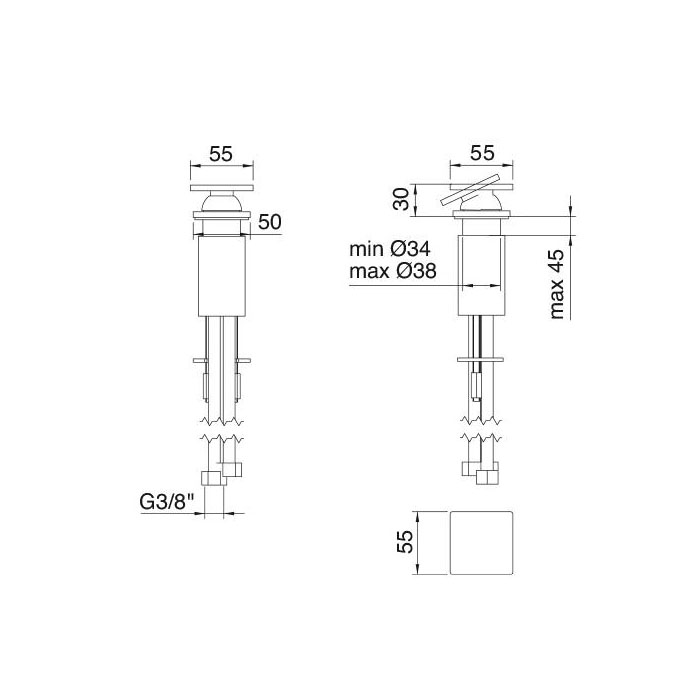 Treemme 5MM Смеситель для раковины/ванны на 1 отврестие, без излива, цвет: нержавеющая сталь 286502IS