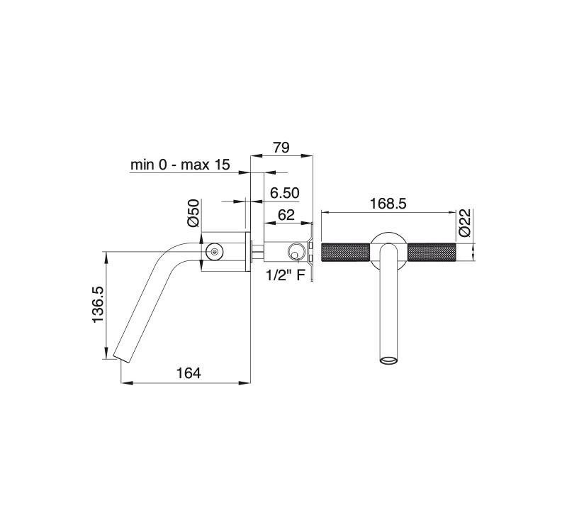 Treemme 22MM Смеситель для раковины настенный встраиваемый, цвет: нержавеющая сталь 6051IS