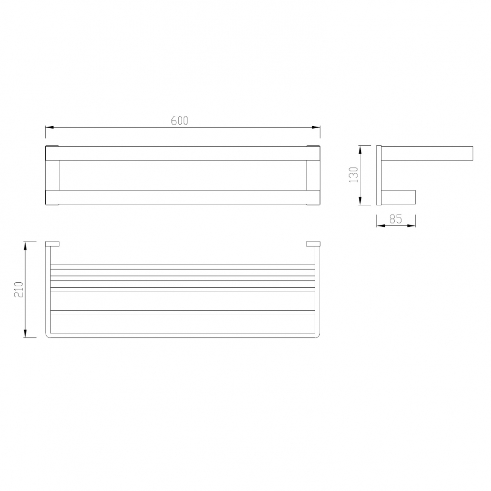 Abber Westen Полка для полотенец 60x21x13h см, цвет: золото матовое AA1758G