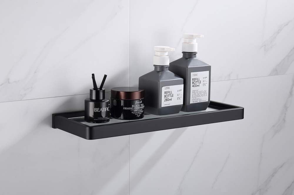 Abber Westen Полка стеклянная 40x14 см, цвет: черный матовый AA1759B