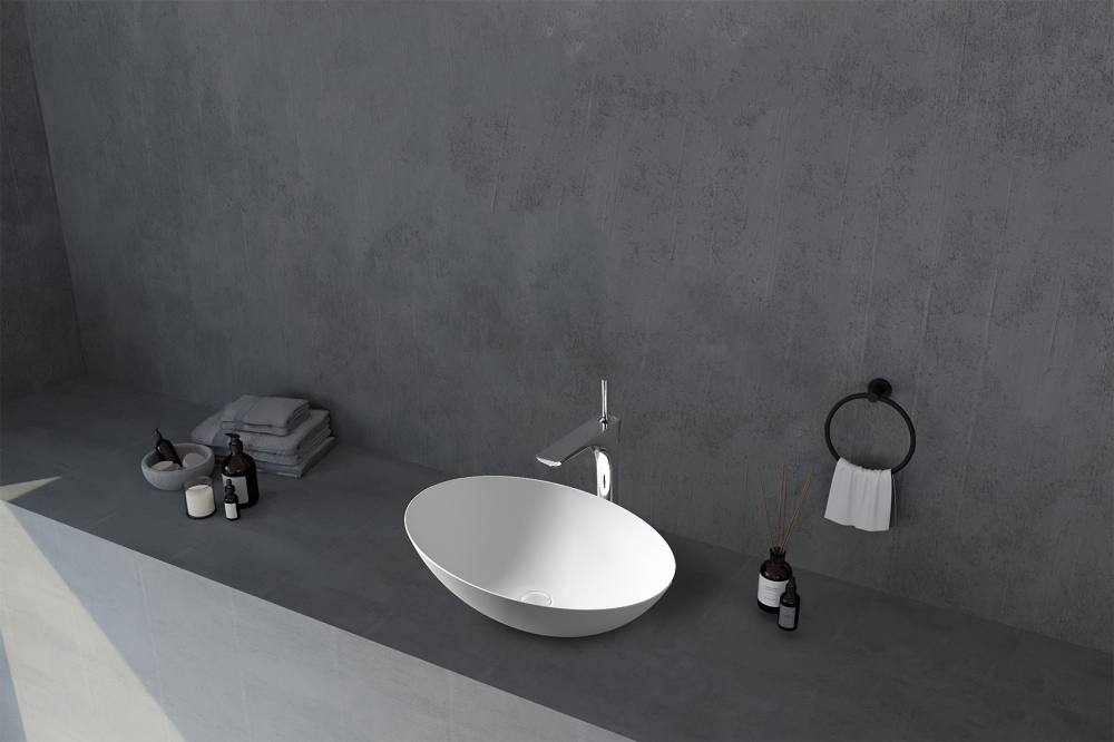 Abber Stein Раковина накладная овальная 50x35x15h см, цвет: белый матовый AS2609