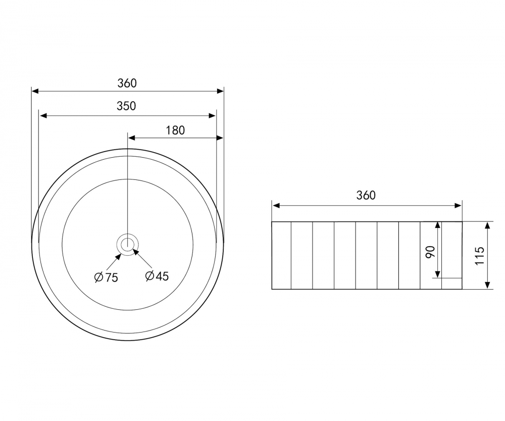 Abber Bequem Раковина накладная круглая 36x36x11,5h см, цвет: белый AC2111