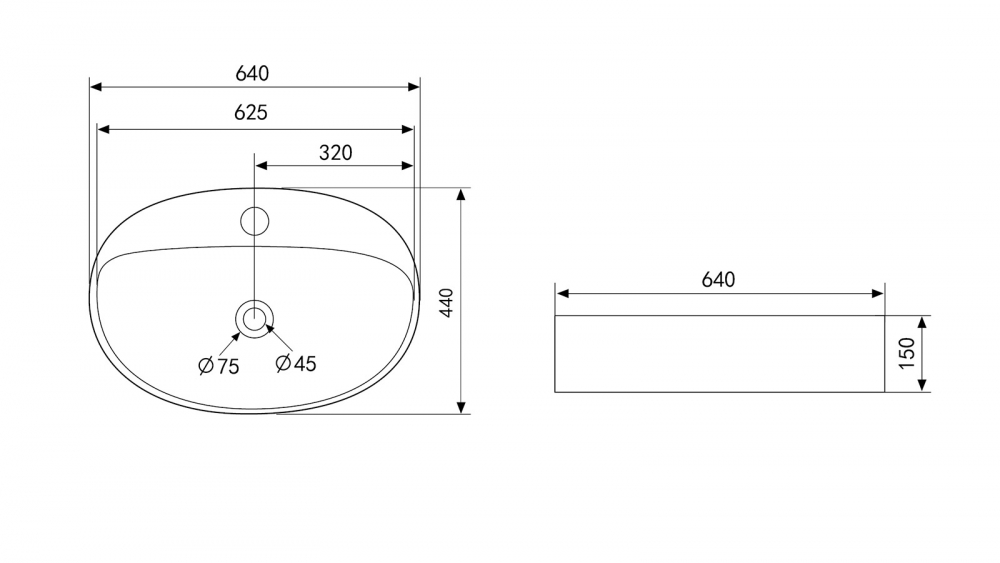 Abber Bequem Раковина накладная овальная 64x44x15h см, цвет: белый AC2112