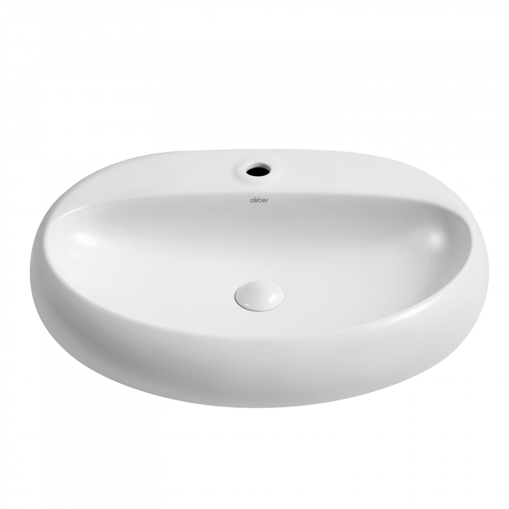 Abber Bequem Раковина накладная овальная 64x44x15h см, цвет: белый AC2112