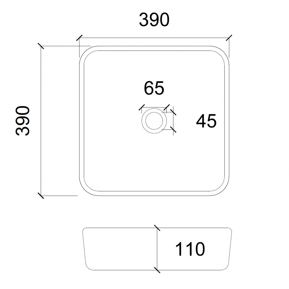 Abber Glas Раковина накладная стеклянная квадратная 39x39x11h см, цвет: прозрачный AK2311
