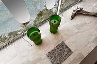 Abber Kristall Раковина отдельностоящая прозрачная круглая 45x45x90h см, цвет: зеленый AT2701Emerald