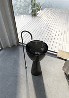 Abber Kristall Раковина отдельностоящая прозрачная круглая 45x45x90h см, цвет: черный AT2703Onyx