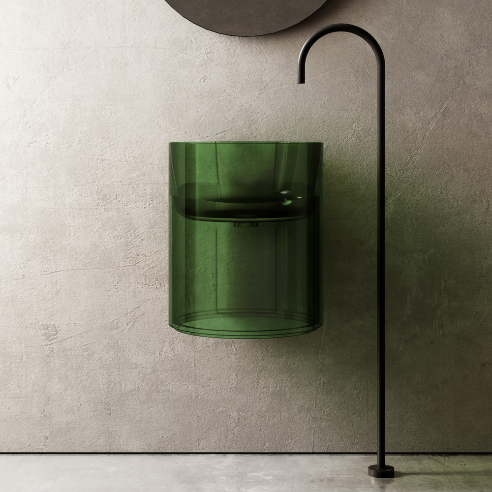 Abber Kristall Раковина подвесная прозрачная круглая 42x42x50h см, цвет: зеленый AT2704Emerald