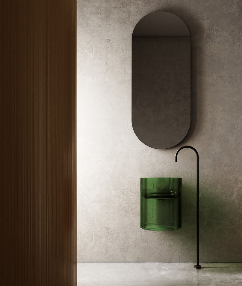 Abber Kristall Раковина подвесная прозрачная круглая 42x42x50h см, цвет: зеленый AT2704Emerald