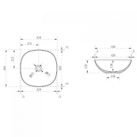 Abber Kristall Раковина накладная прозрачная квадратная 43x43x15h см, цвет: черный AT2806Onyx