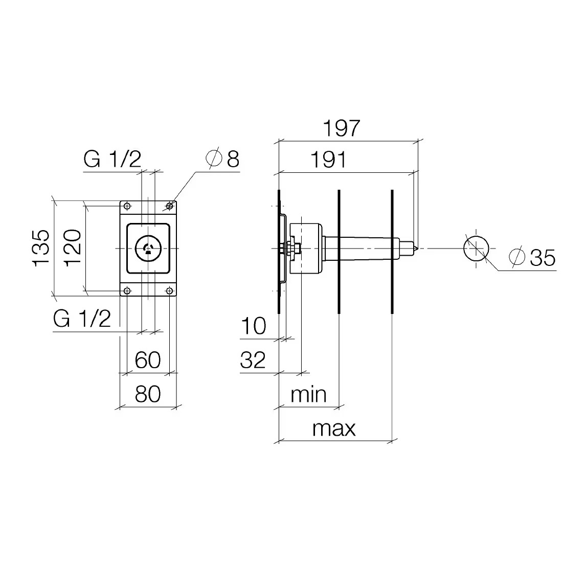 Dornbracht Встроенная часть вентиля 1/2", латунь 3560797090