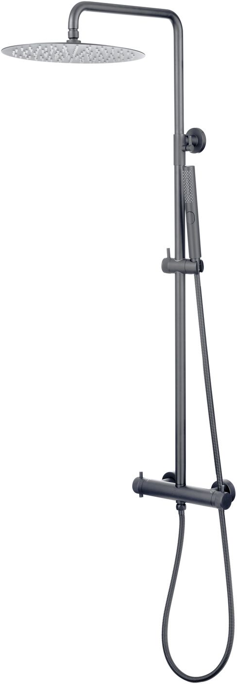 Allen Brau Fantasy Душевая стойка: термостат, ручной и верхний душ, шланг 150 см, цвет: графит браш 5.11001-MG
