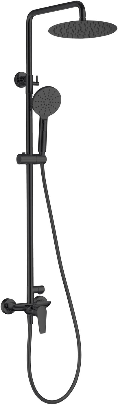 Allen Brau Eclipse Душевая стойка: смеситель, ручной и верхний душ, шланг 150 см, цвет: черный мат 5.E1006-31