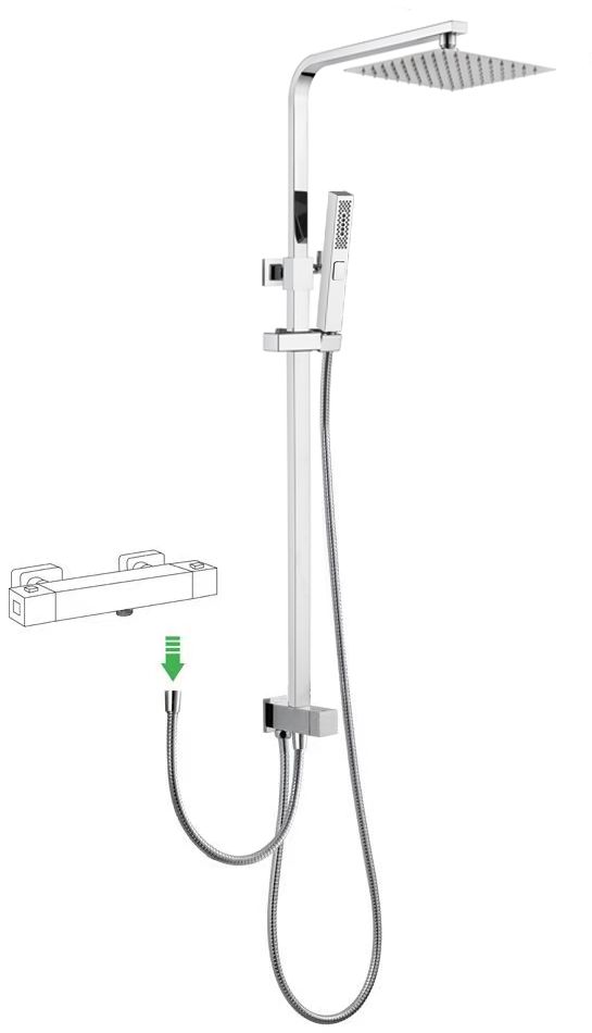 Allen Brau Infinity Душевая стойка: перекл. потоков, ручной и верхний душ, шланг 150 см, цвет: хром 5.21031-00