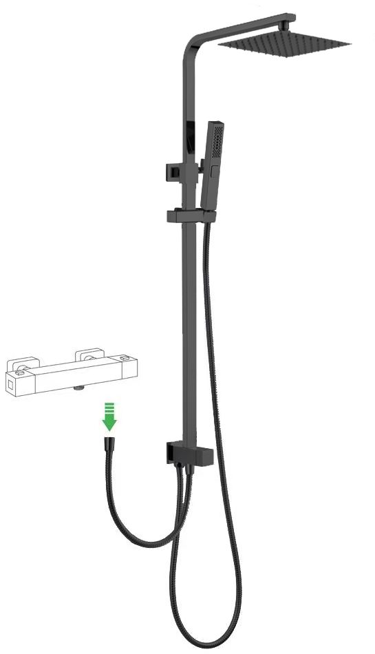 Allen Brau Infinity Душевая стойка: перекл. потоков, руч. и вер. душ, шланг 150 см, цвет: черный мат 5.21031-31