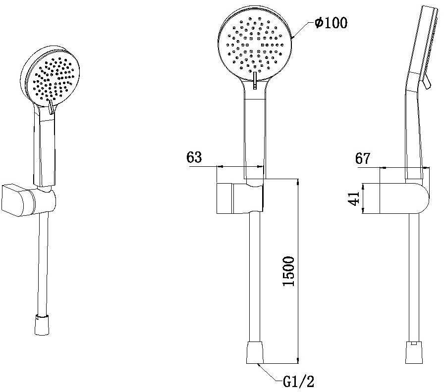 Allen Brau Eclipse Душевой гарнитур: ручной душ, держатель, шланг 150 см, цвет: черный матовый 5.E1005-31