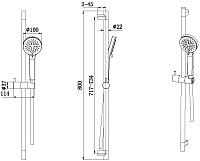 Allen Brau Eclipse Душевой гарнитур: ручной душ, штанга, держатель, шланг 150 см, цвет: никель браш 5.E1008-BN