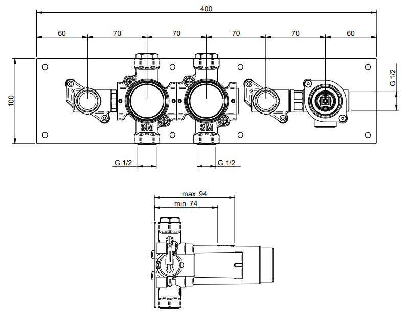Treemme Встраиваемая часть смесителя для ванны RWIT6005IS50