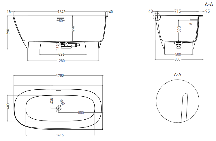Salini Sofia Ванна из S-Sense угловая 170x85 см, цвет: белый глянцевый 102514G