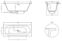 Salini Ornella Axis Ванна S-Sense встраиваемая 170x70 см, цвет: RAL полностью матовый 104613MRF
