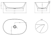 Salini Mona Раковина накладная овальная 60x39x16,5h см, глянцевый цвет: RAL полностью 110811GRF