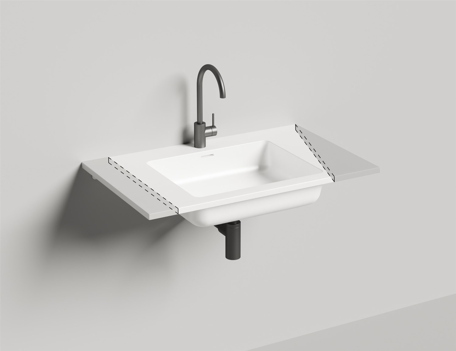 Salini Onda 80 Раковина столешница прямоугольная, 80x50x16h см, матовый цвет: RAL 1402201MF