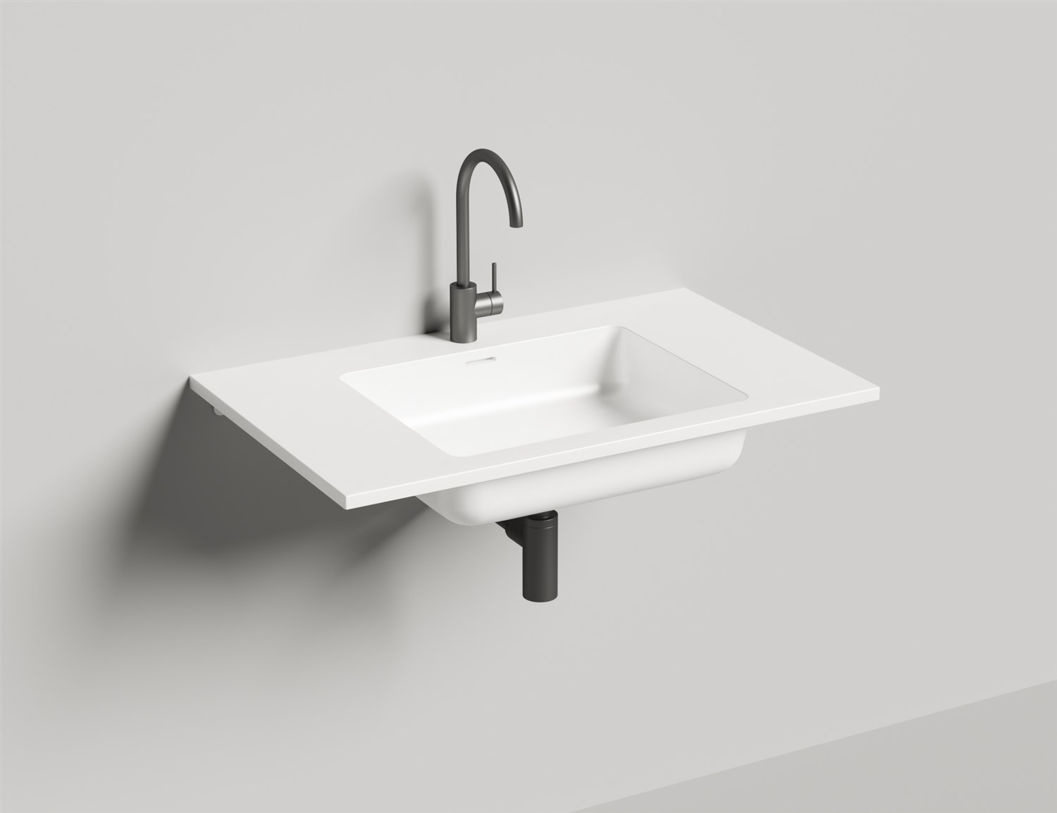 Salini Onda 80 Раковина столешница прямоугольная, 80x50x16h см, матовый цвет: RAL 1402201MF