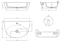 Salini Alda Wall 03 Раковина подвесная округлая 71x45x15h см, цвет: белый матовый 140323M