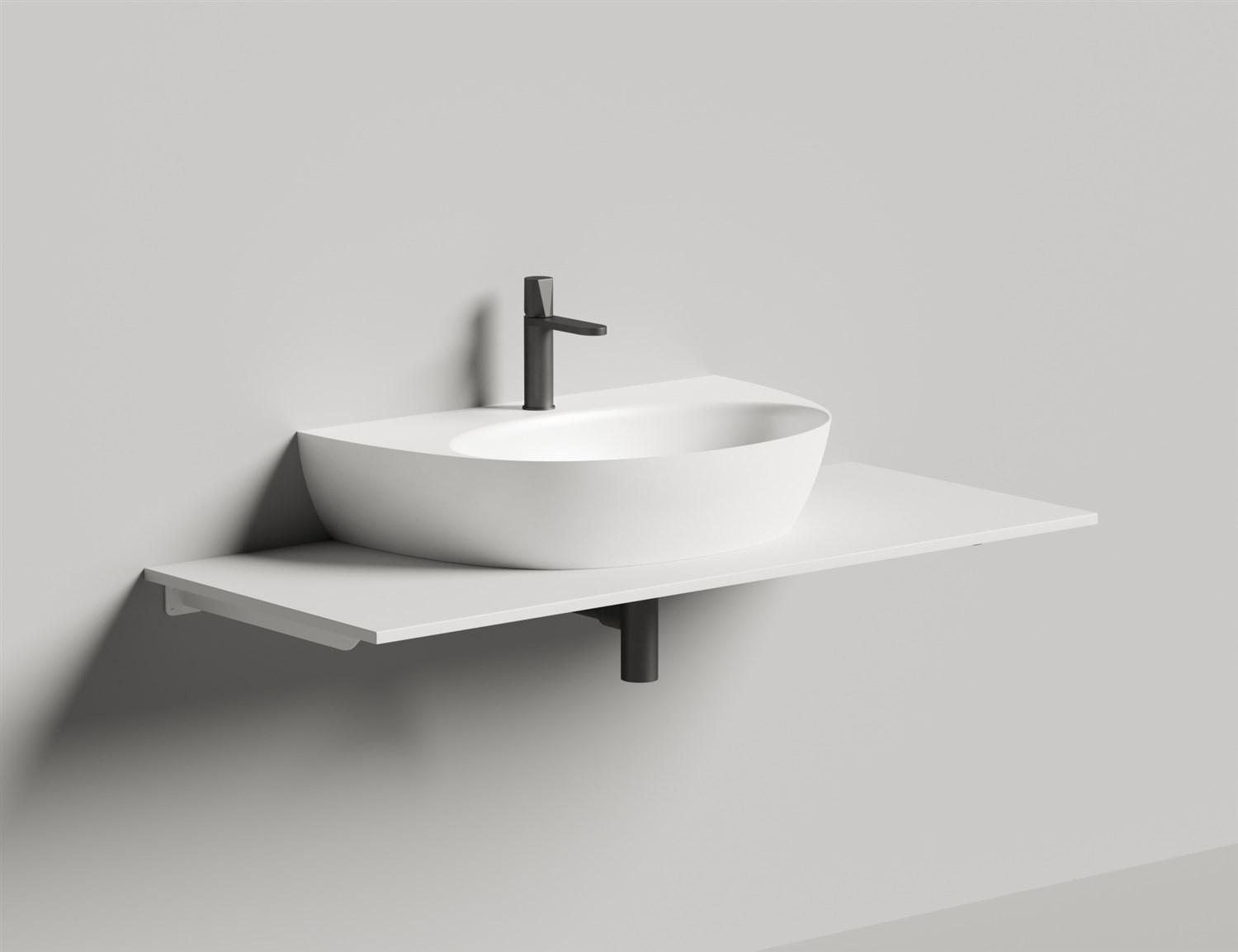 Salini Alda Wall 03 Раковина подвесная округлая 71x45x15h см, матовый цвет: RAL 140323MF