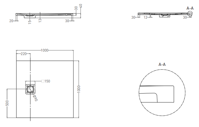 Salini Oasi Душевой поддон 100x100x3h см, цвет: белый матовый 120324M
