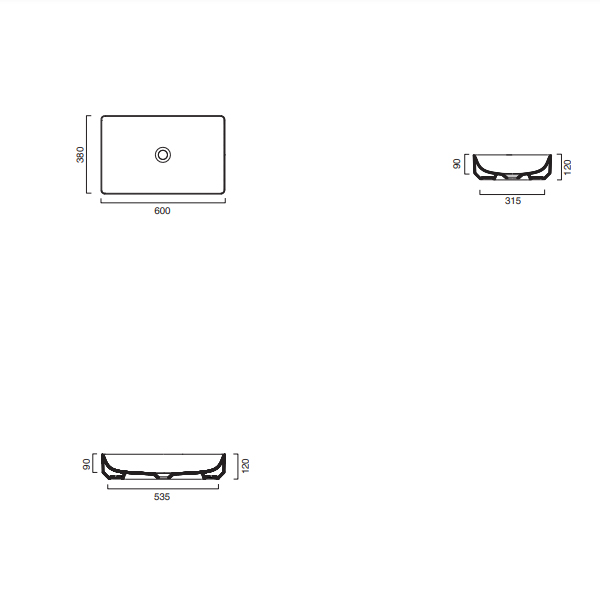 Catalano Zero Раковина чаша 60x38x12h см, без перелива, покрытие Cataglaze, цвет: белый глянцевый 0422600001