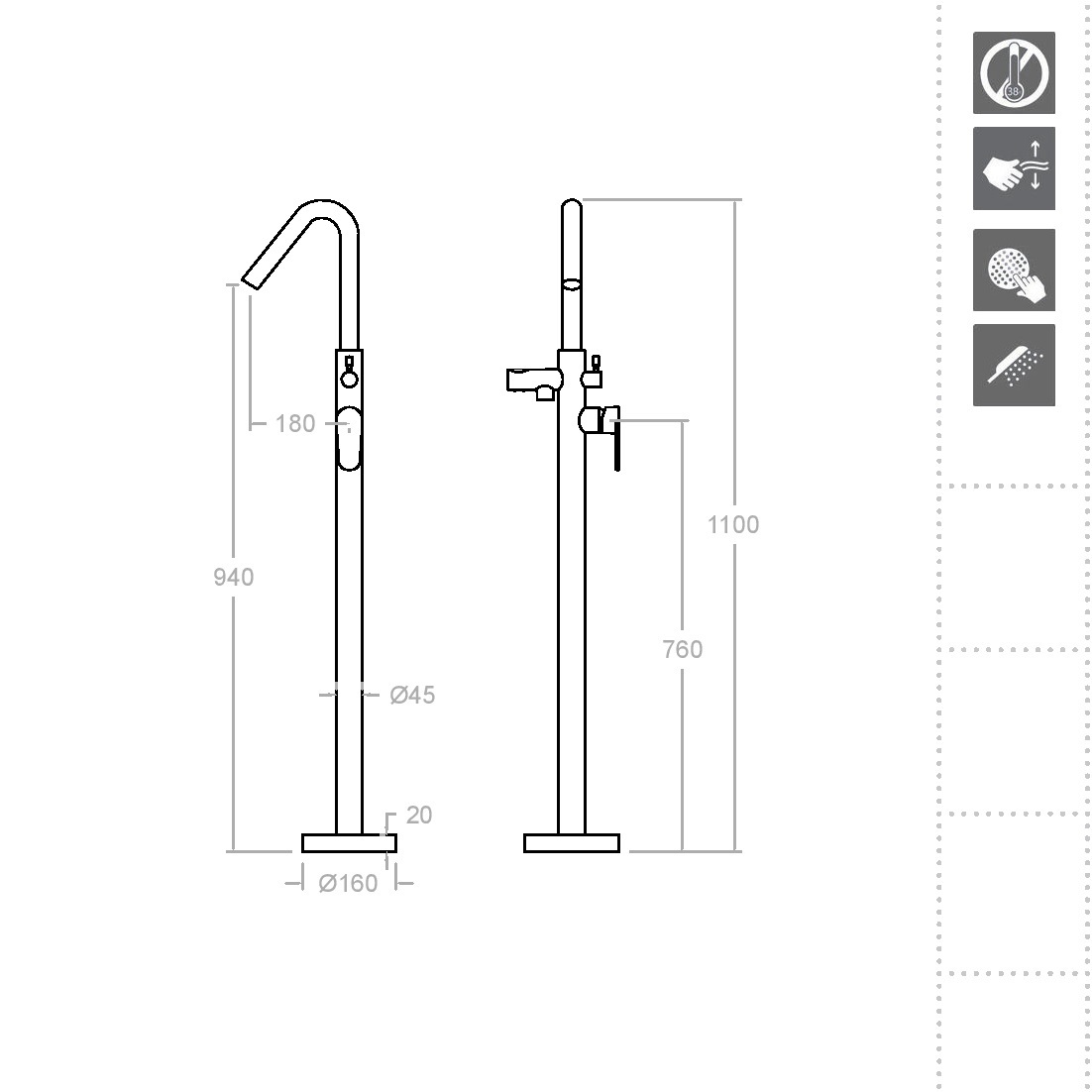 Ramonsoler Alexia Напольный однорычажный смеситель для ванны, цвет: хром 368503S