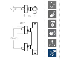 Ramonsoler Alexia Термостатический смеситель настенный, цвет: хром 3634S
