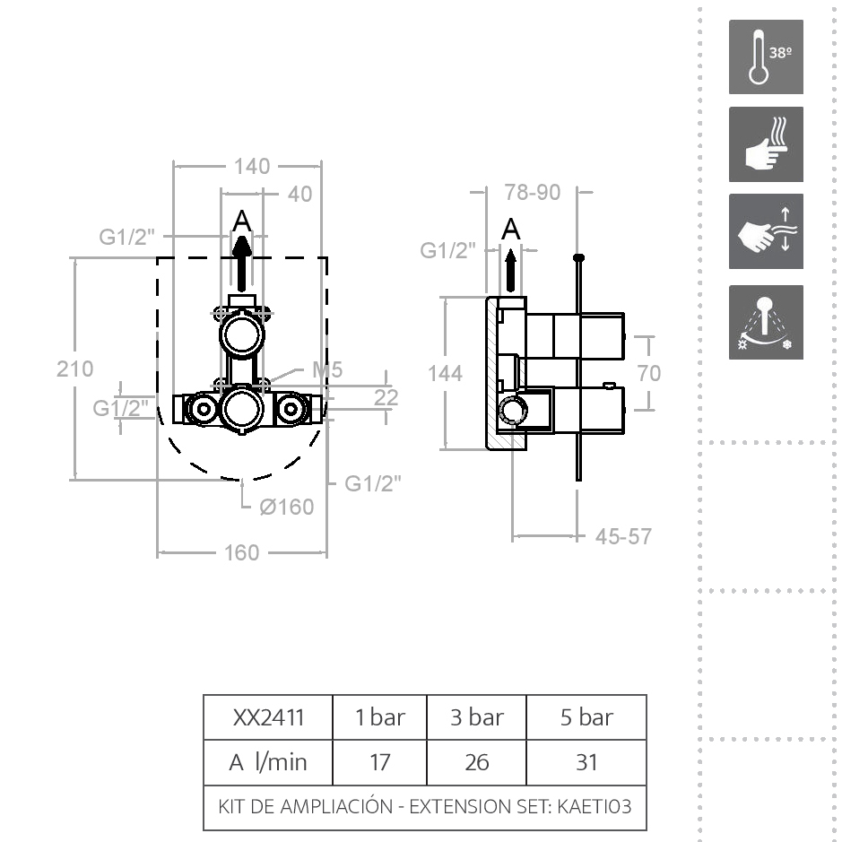 Ramonsoler Arola Встраиваемый термостатический смеситель на 1 потребителя, цвет: хром 262411S