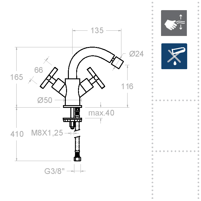 Ramonsoler Gaudi Смеситель для биде вентельный, цвет: хром 3103C