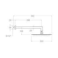 Ramonsoler Hidroterapia Верхний душ настенный 30x56x12,9h см, цвет: хром BHRK300