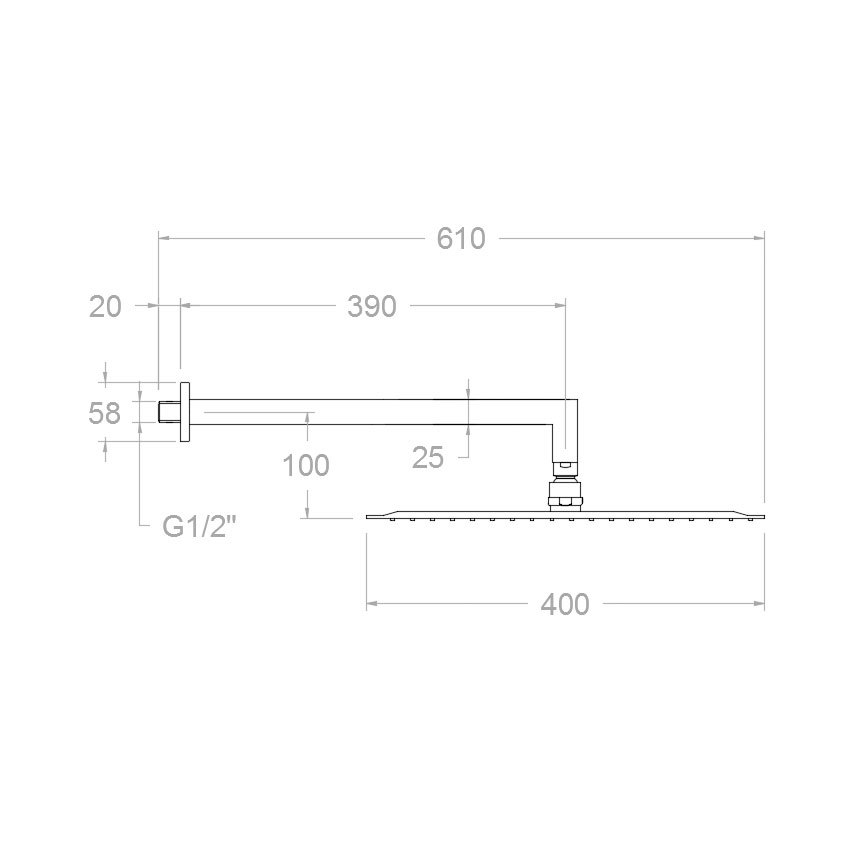 Ramonsoler Hidroterapia Верхний душ настенный 40x61x12,9h см, цвет: хром BHRK400