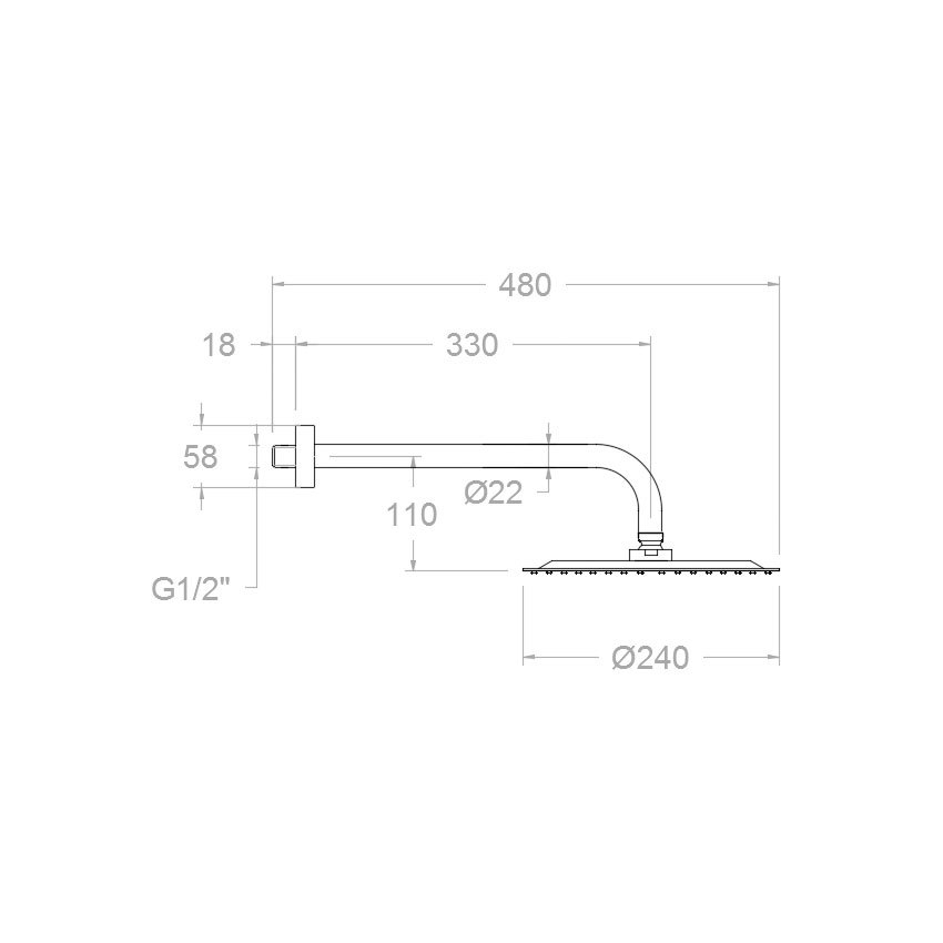 Ramonsoler Hidroterapia Верхний душ настенный 24x48x13,9h см, цвет: хром BHRP240