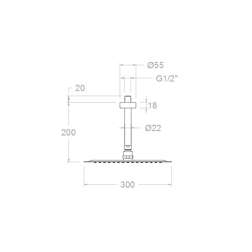 Ramonsoler Hidroterapia Верхний душ потолочный 30x30x20h см, цвет: хром BVRK300