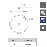 Ramonsoler Hidroterapia Лейка тропического душа из нержавеющей стали, цвет: хром RM250