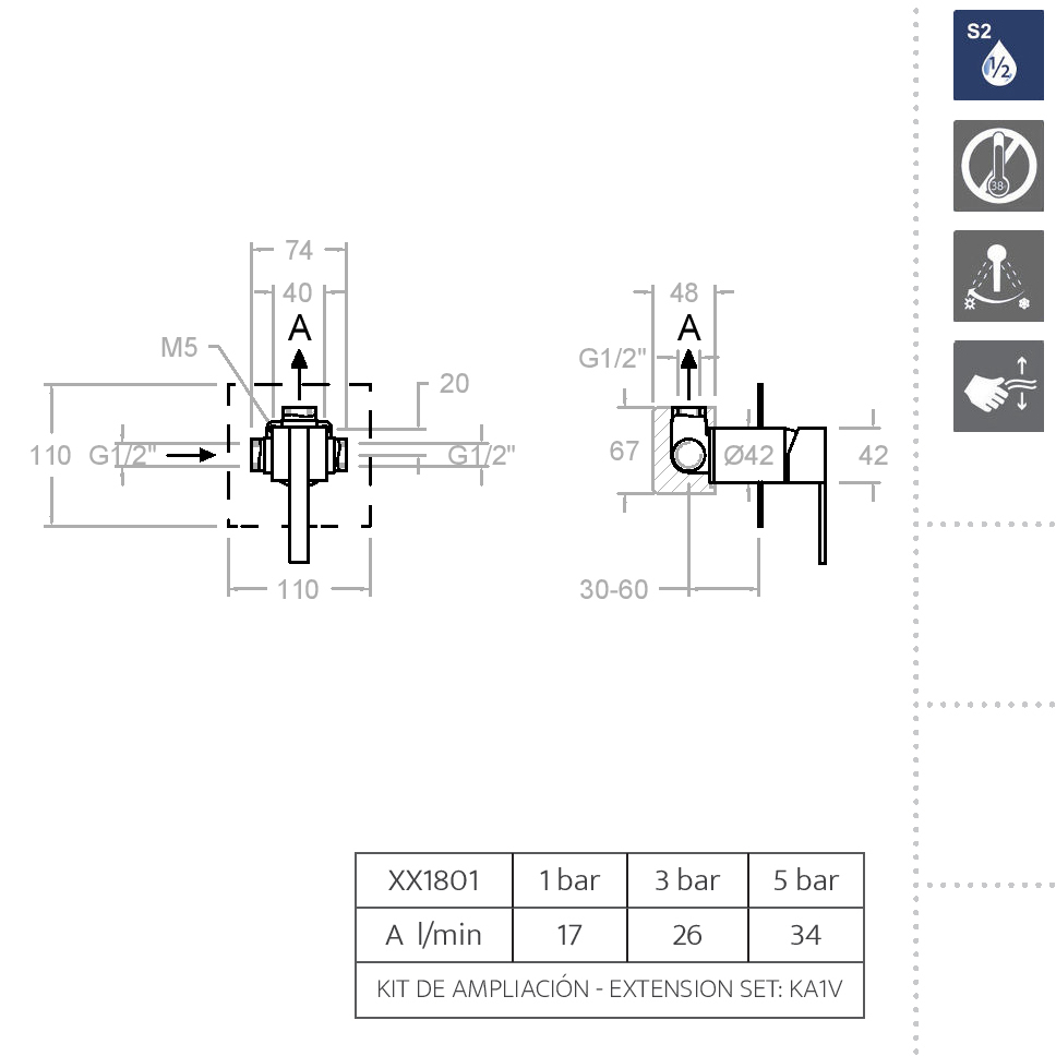 Ramonsoler Kuatro NK Встраиваемый смеситель на 1 потребителя, цвет: хром 491801S